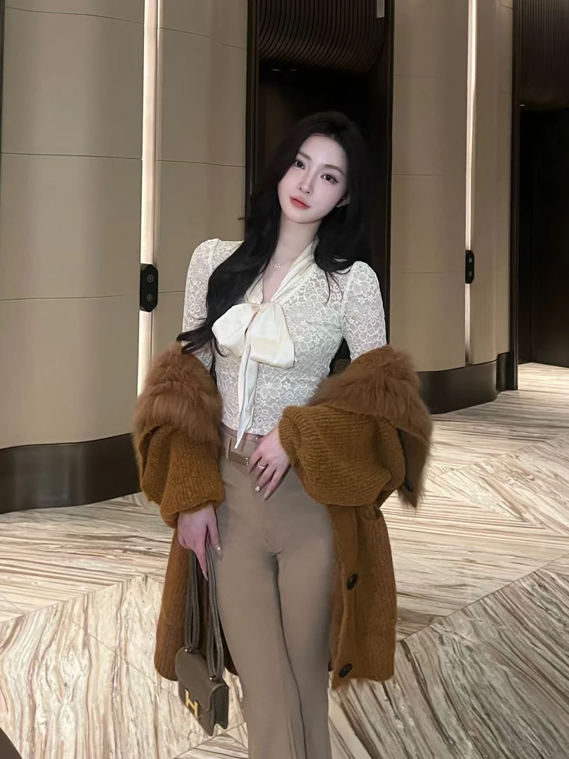 STYLE YINZ 纯欲天花板！蕾丝大蝴蝶结飘带衬衫氛围感直接拉满～
