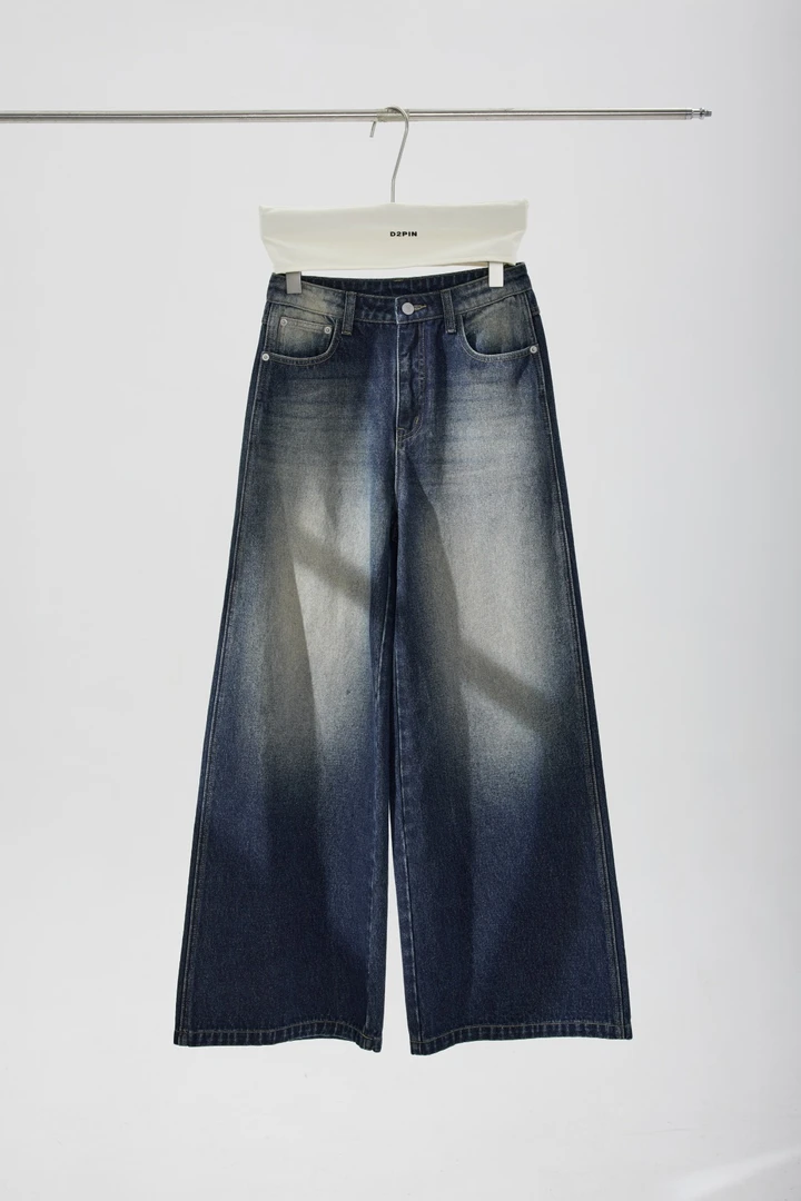 【千蔚】小众设计感原创百搭水洗直筒阔腿牛仔裤5305186