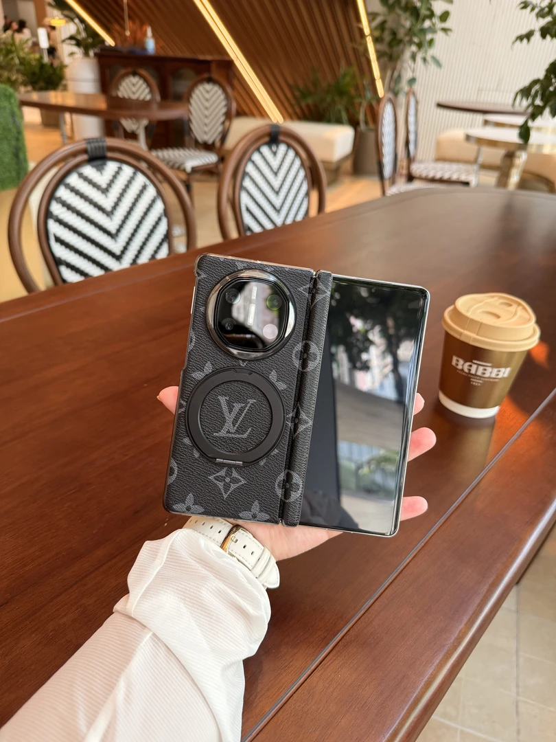 适用于华为Matex6/Matex5支架磁吸中轴印花折叠手机壳 后壳包中轴