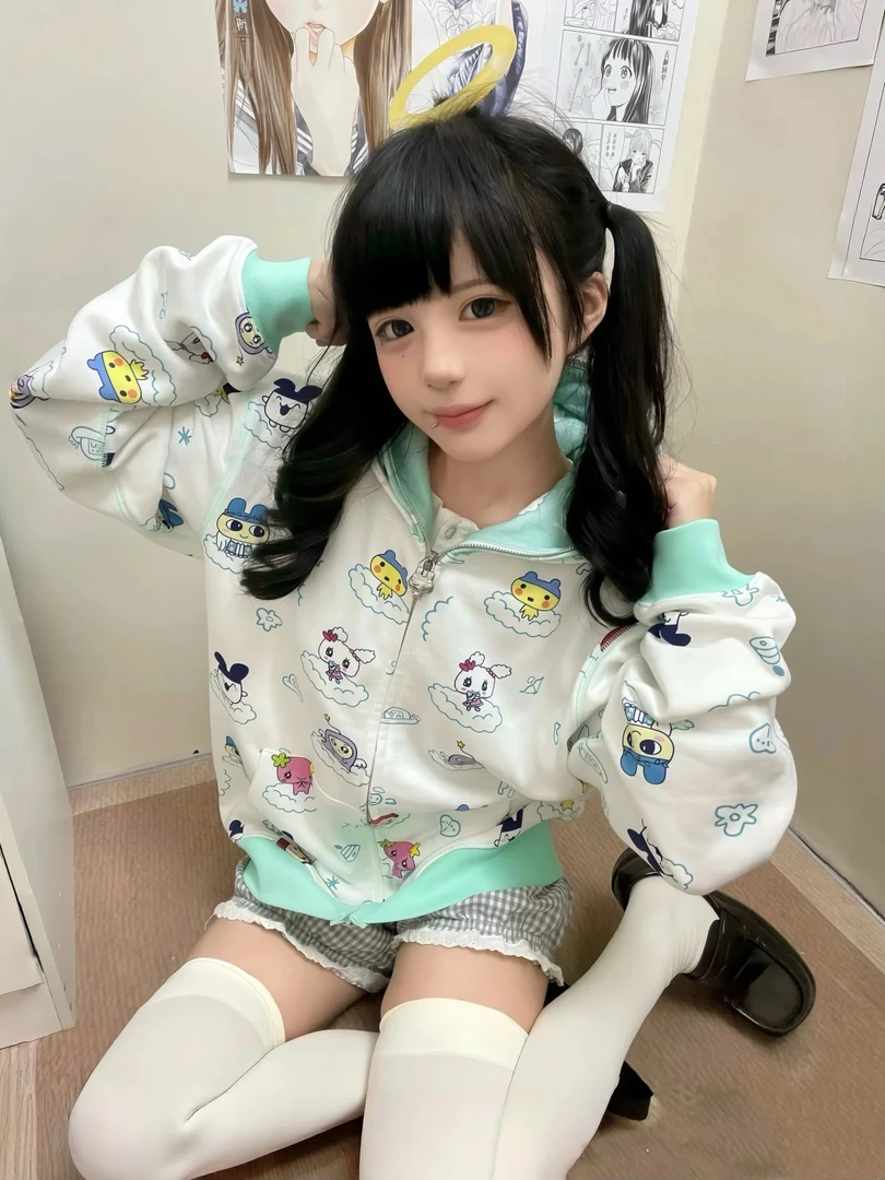 【拓麻歌子】二次元！！秋冬开衫水浆印花印花连帽卫衣带帽慵懒风