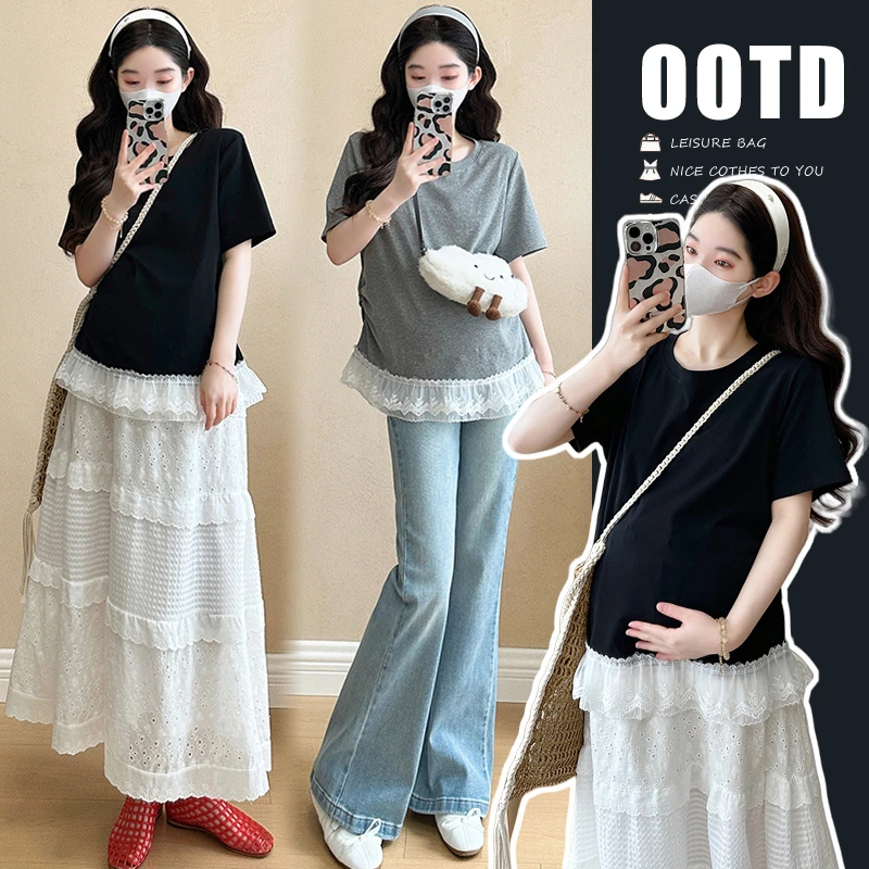 孕妇夏装套装时尚2025新款女夏季新款宽松孕妇套装上衣裤子两件套