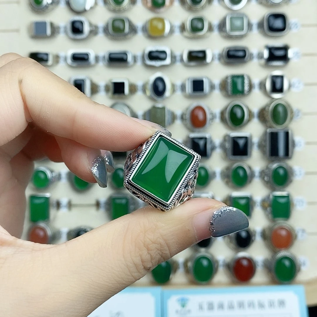 银S925镶嵌戒指玛瑙/玉髓用****4