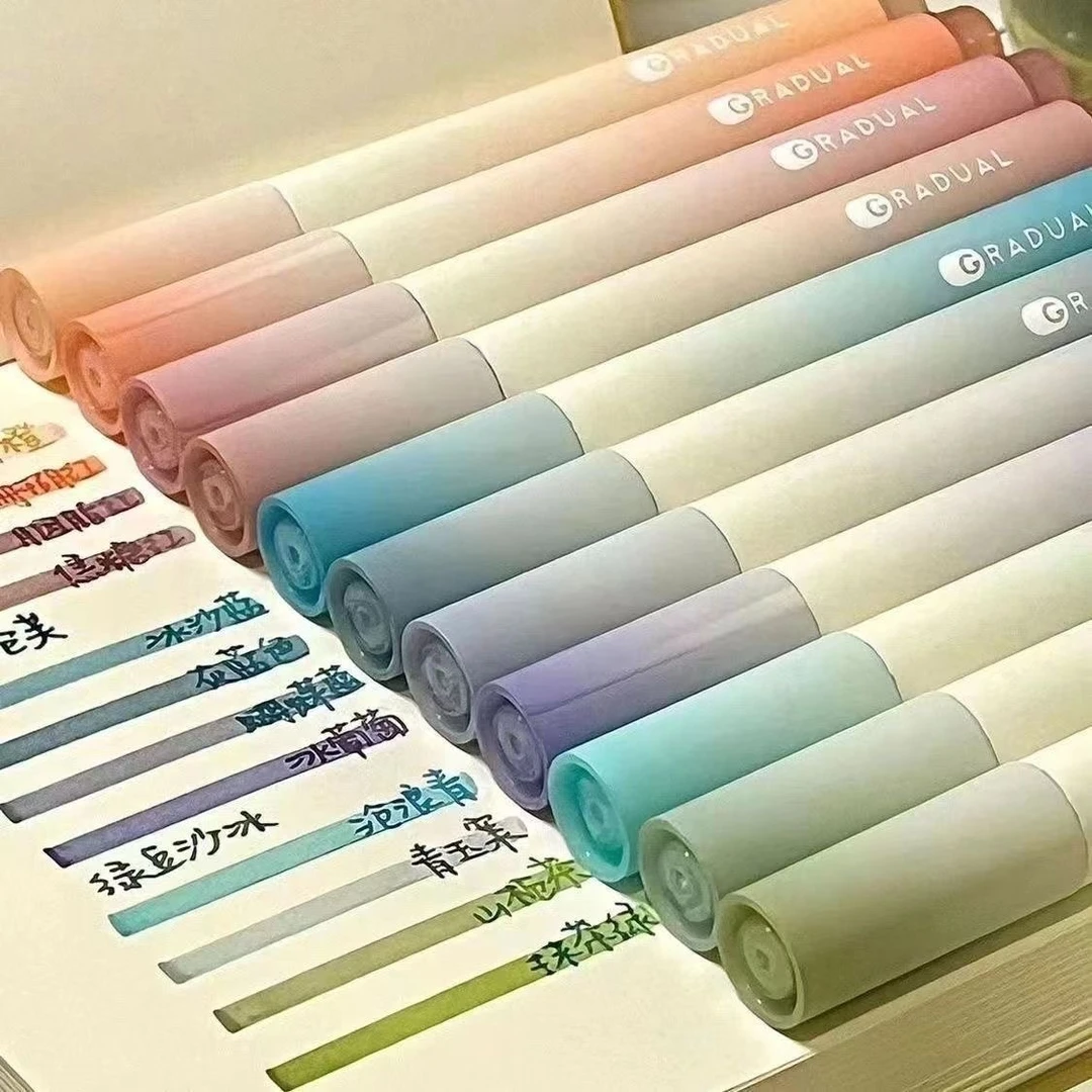 荧光笔标记笔学生用划重点记号笔手帐专用手账笔不透色划线做笔记