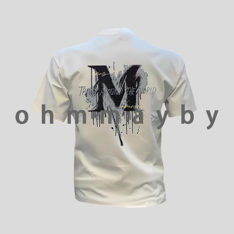 ohmmayby夏季新款男士短袖t恤潮流百搭半袖体恤男装上衣休闲打底