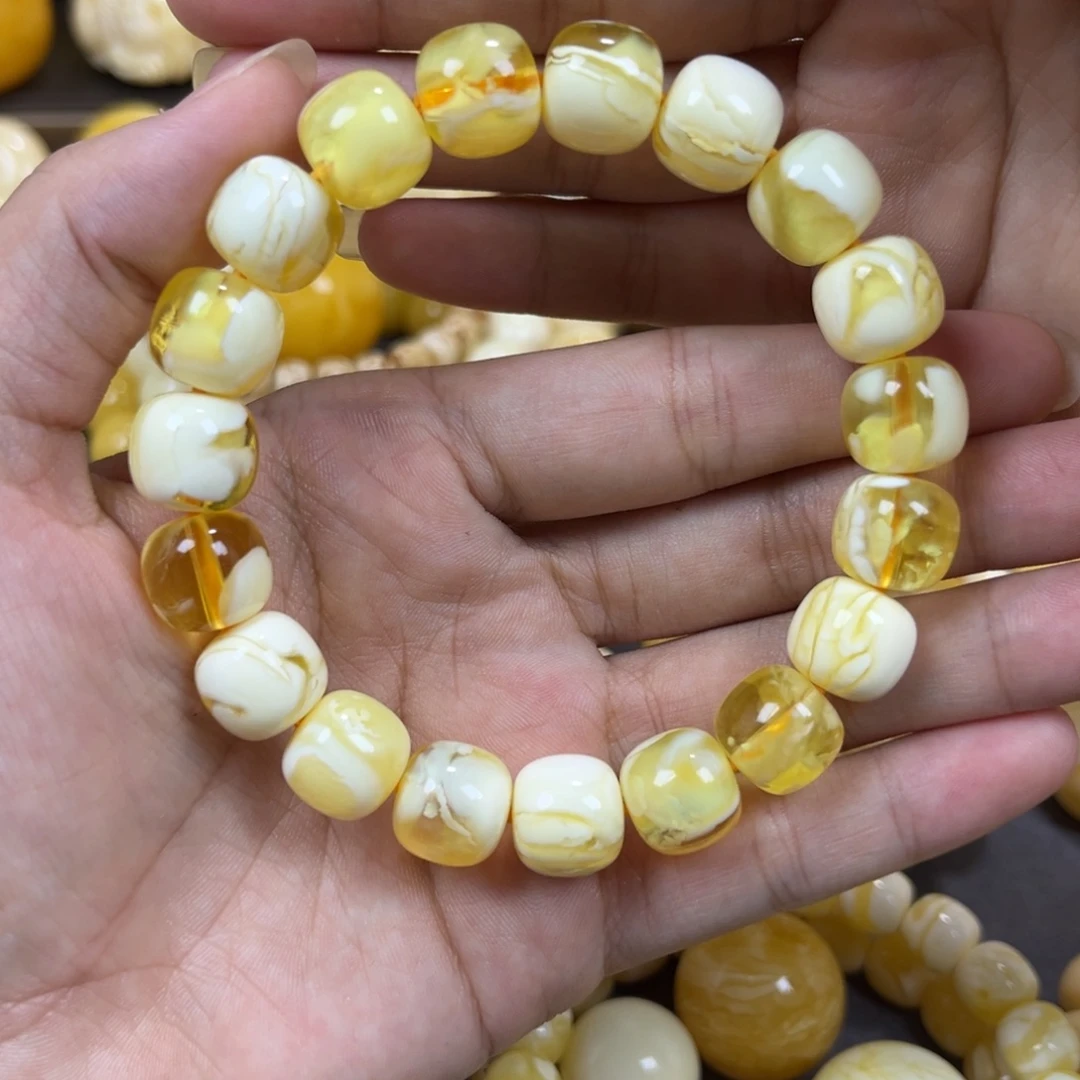 琥珀未镶嵌手串同料老邢手串12mm