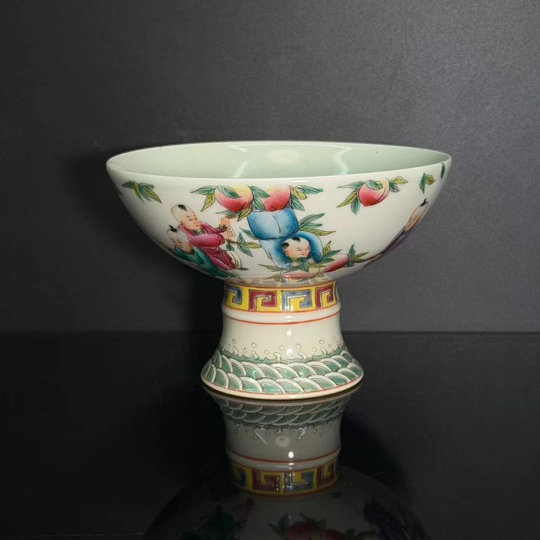 Lot21-清粉彩婴戏高足碗高10cm碗口15cm-YC11120022001067
