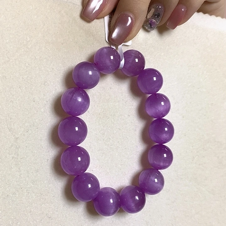 紫锂辉高冰收藏级顶配手串14+未镶嵌锂辉石