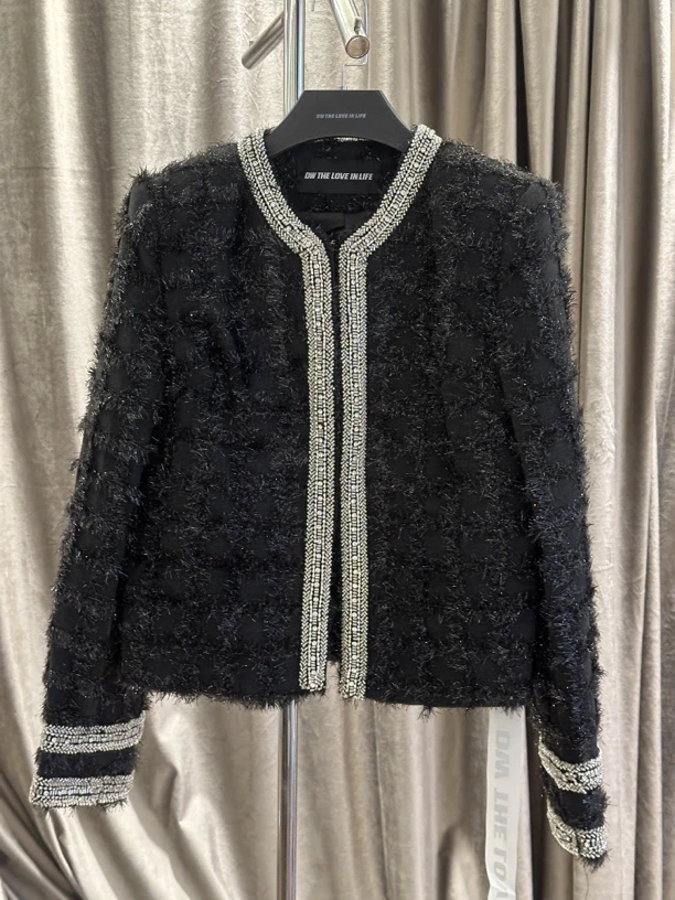 24AW//DW高定流苏钻链双袖钉珠外套