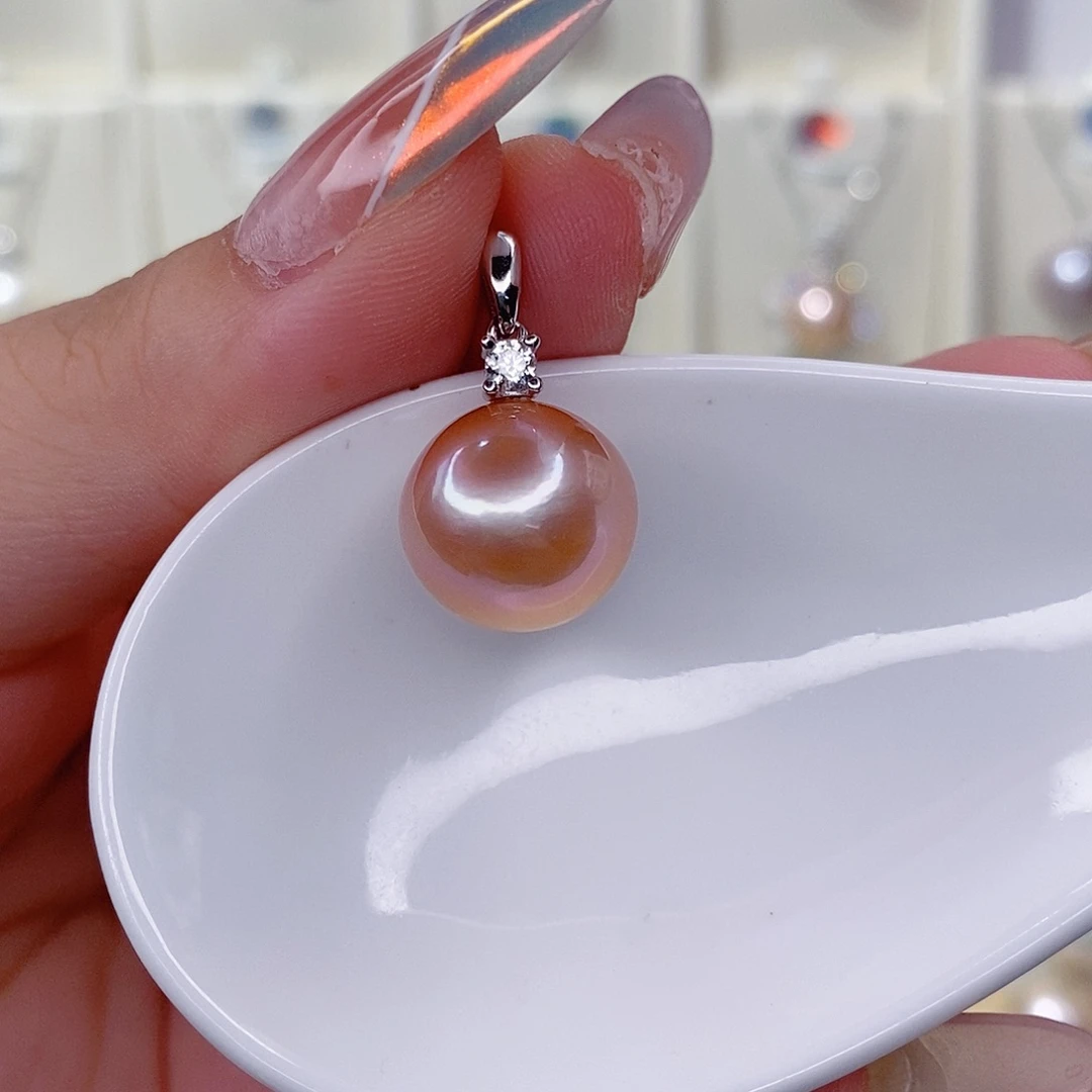 淡水珍珠银S925镶嵌吊坠(赠链)