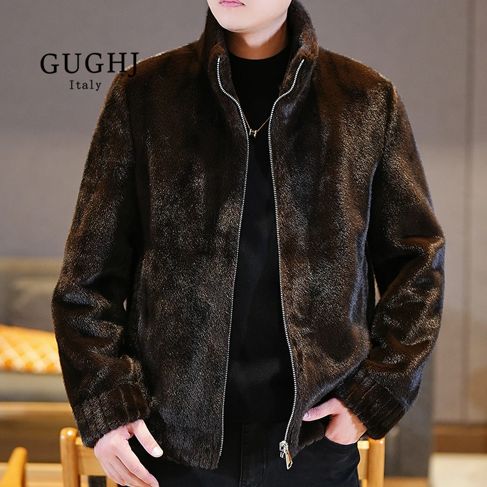 J-2025年新款欧货男士外套冬季时尚休闲精品保暖双面穿夹克皮衣