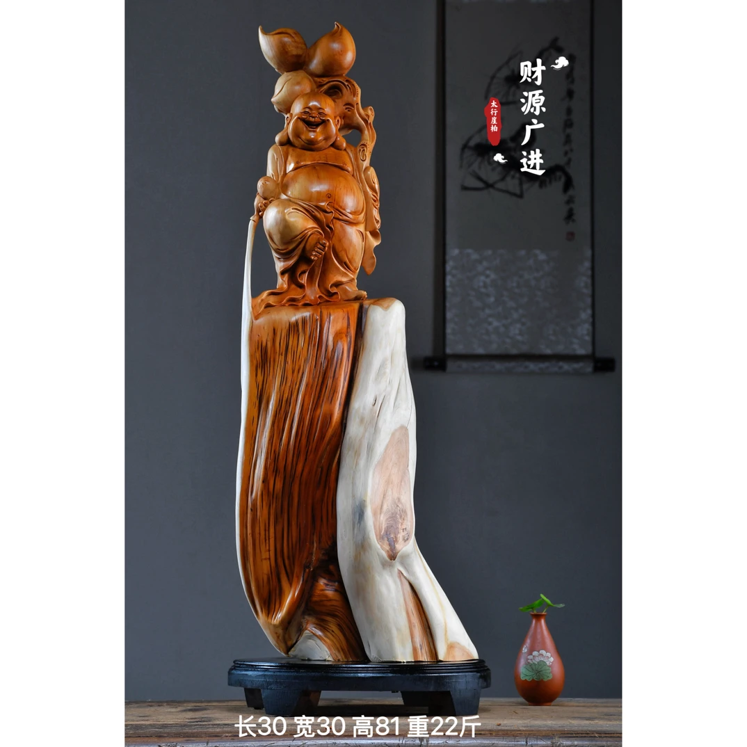 太行崖柏根雕摆件寿星弥勒佛达摩财神观音天然随型木雕雕件工艺品