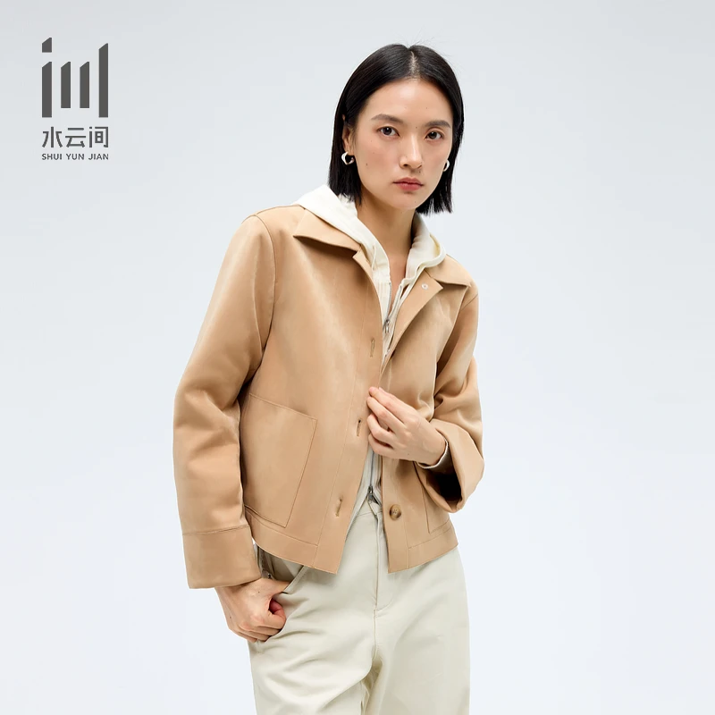 水云间女装翻领大口袋卡其时尚短外套2025春新款12510441