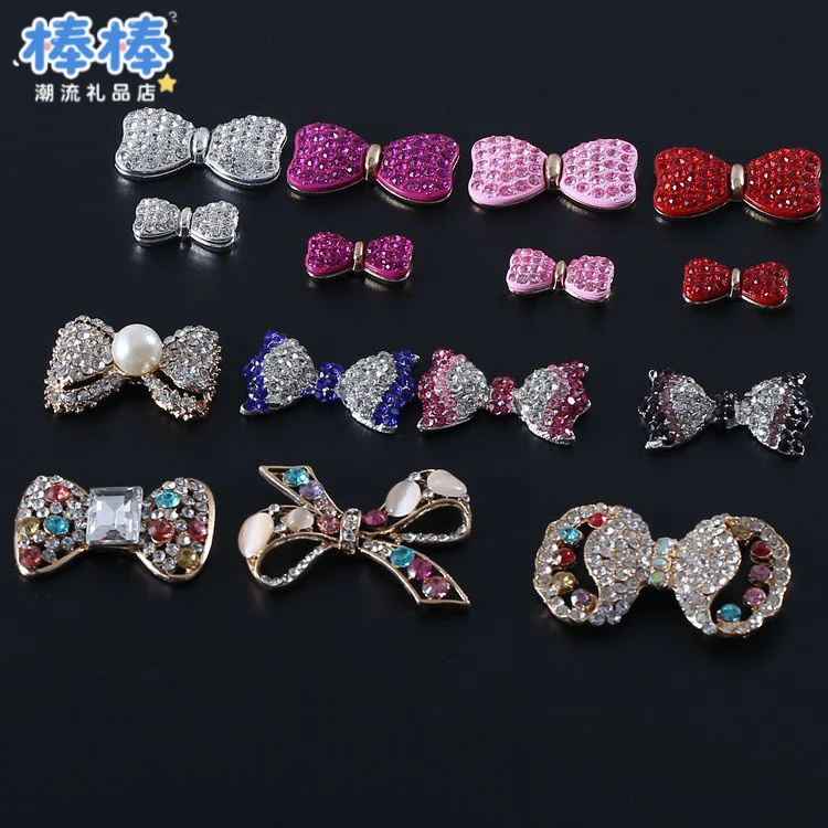 喷漆蝴蝶结气质款镶钻领结宝石蝴蝶结diy手机壳饰品配件材料包