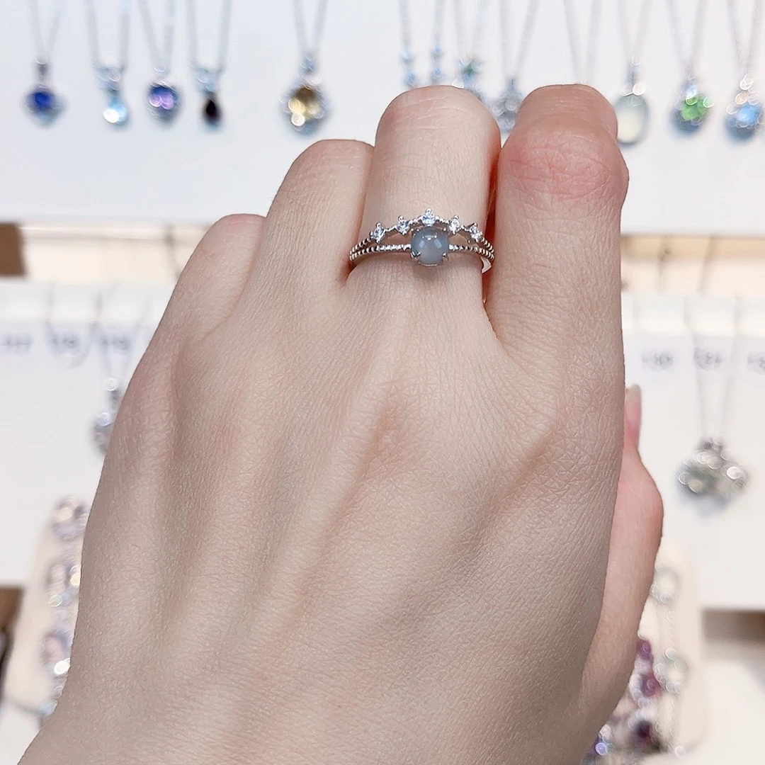 痴****翡翠银S925镶嵌戒指