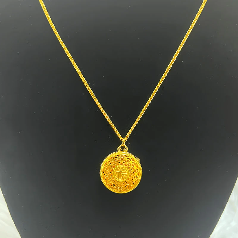 黄铜项链 金包铜八宝罗盘项链