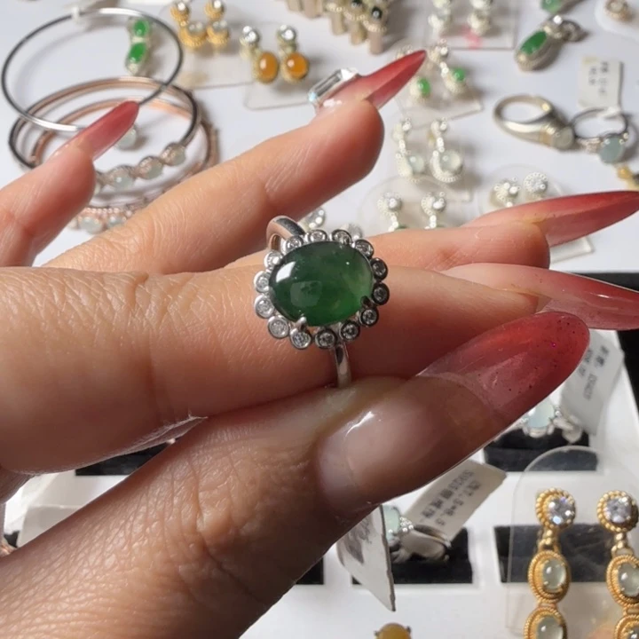 翡翠银S925镶嵌戒指
