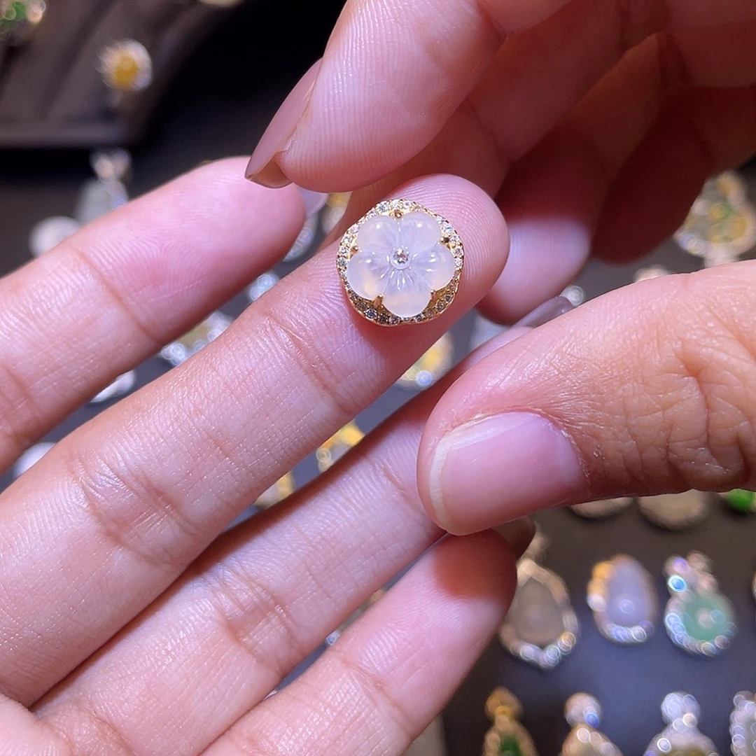 翡翠银S925镶嵌吊坠(不含链)