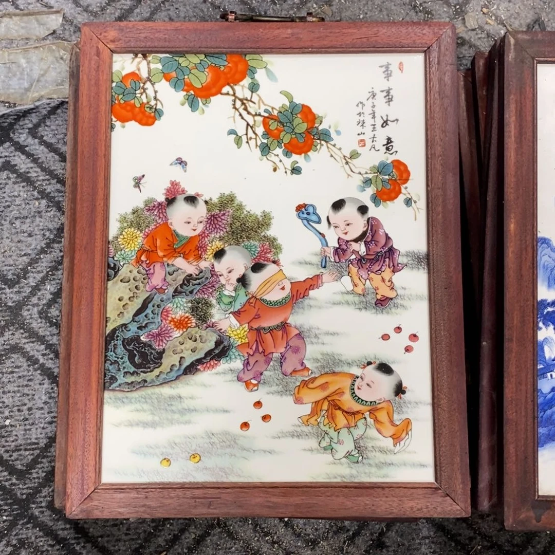 瓷片37*28 景德镇瓷板画柴窑烧制