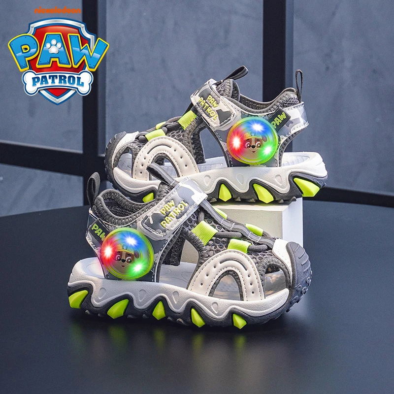 汪汪队男童凉鞋子2025夏季新款透气运动鞋男宝宝闪光亮灯鞋软底