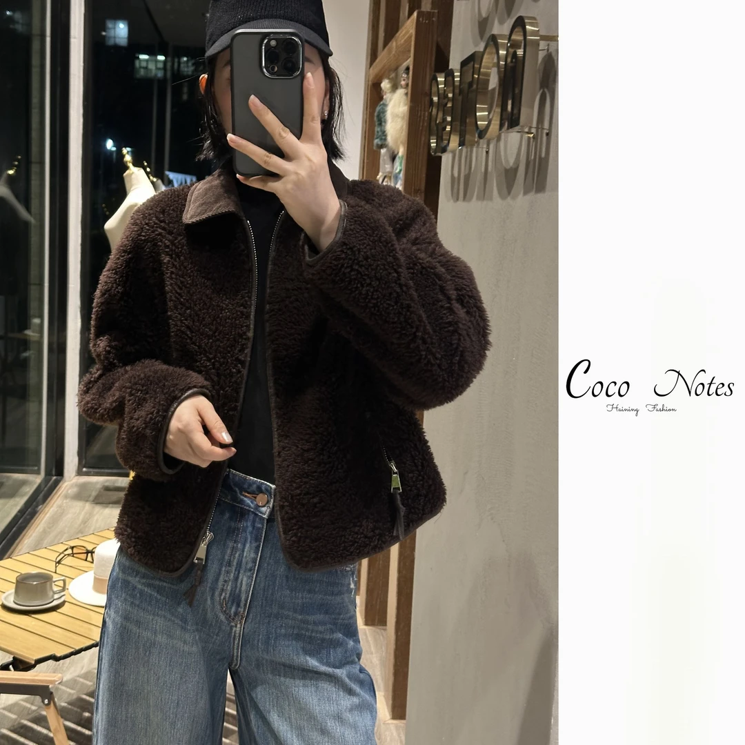 COCO NOTES 788全羊毛轻奢短款方领冬季短款百搭外套