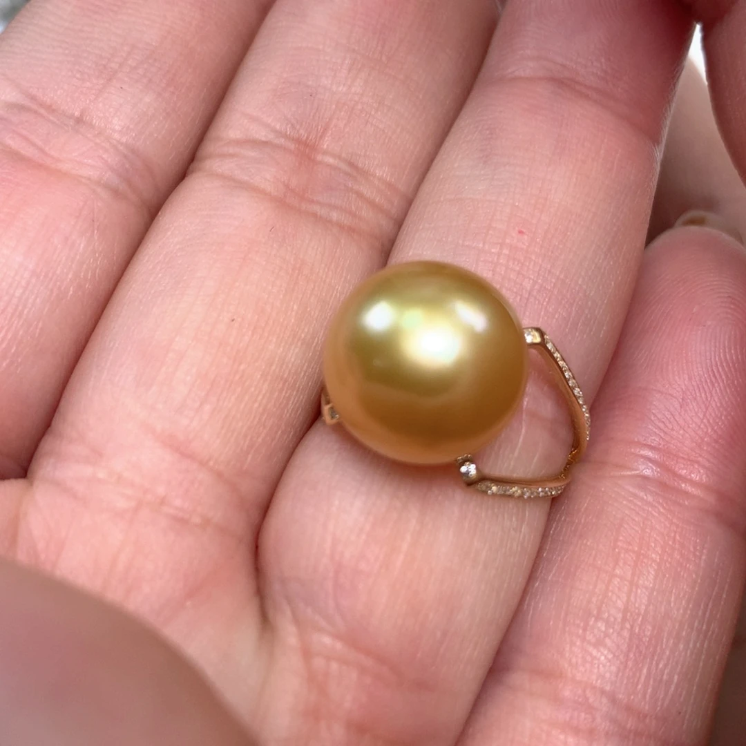海水珍珠戒指18K金镶嵌