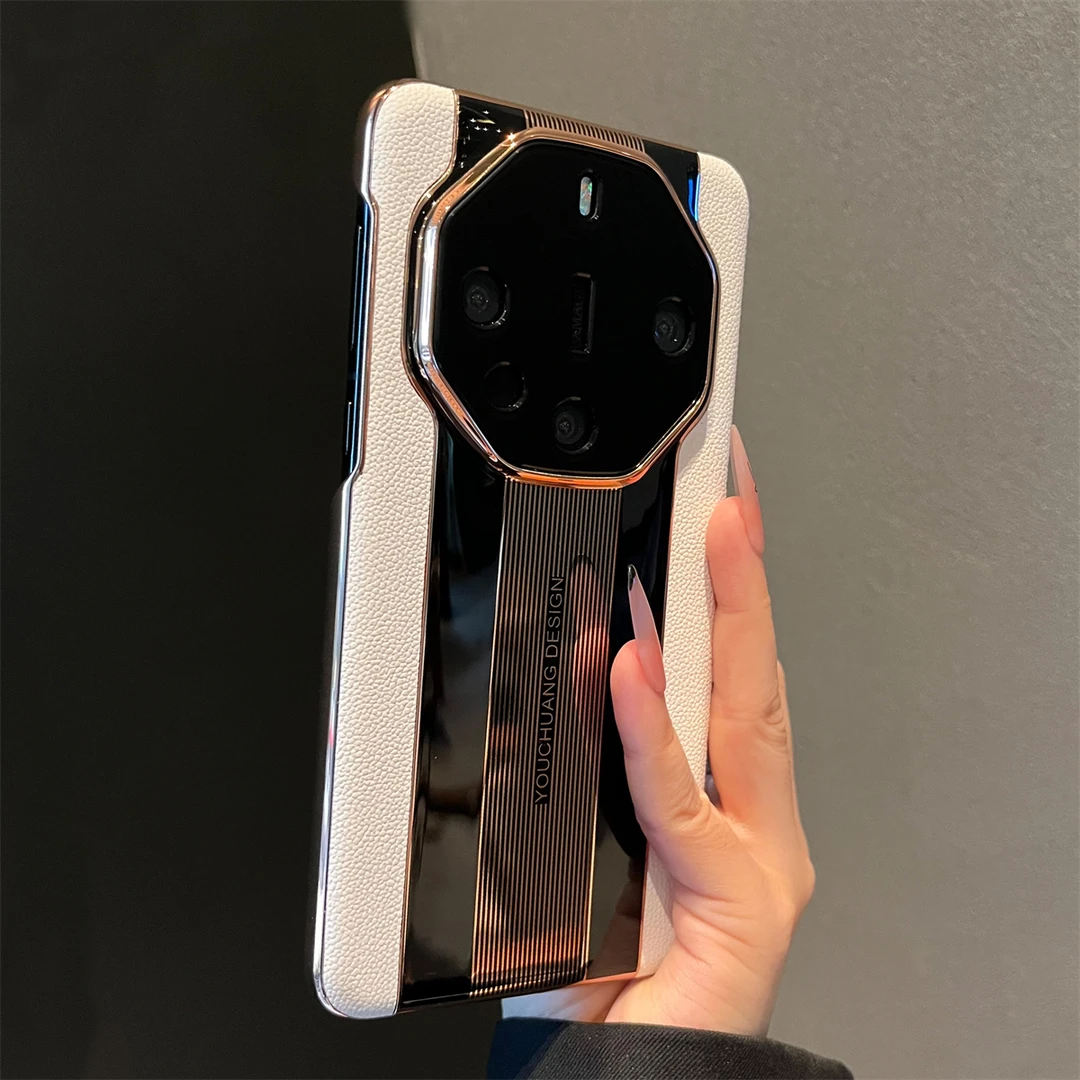 秒变适用华为Mate70rs非凡大师手机壳简约高档真皮荔枝纹全包超薄