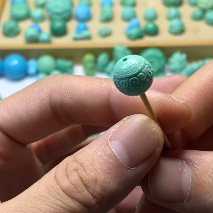 非金属卡12绿色回纹圆珠单珠