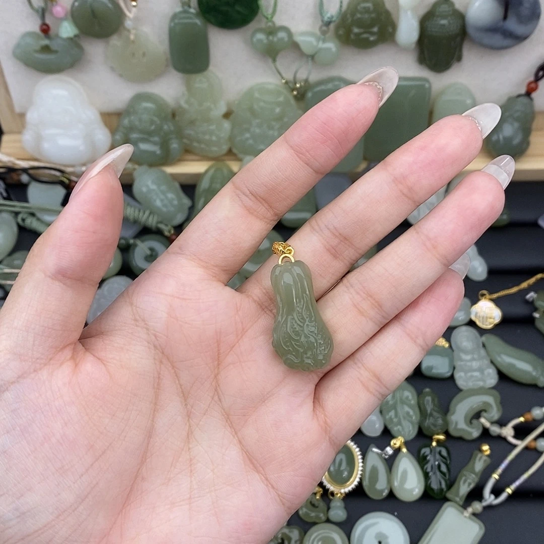 吊坠(不含链)银S925镶嵌和田玉