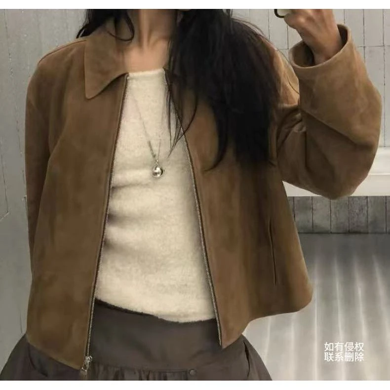 『朱小姐』麂皮美拉德夹克外套 G375