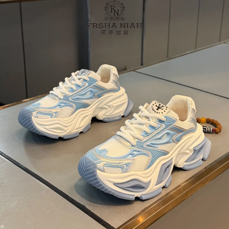 法莎尼亚百搭鞋子网面2025年新款男士潮流老爹鞋时尚休闲轻奢男鞋