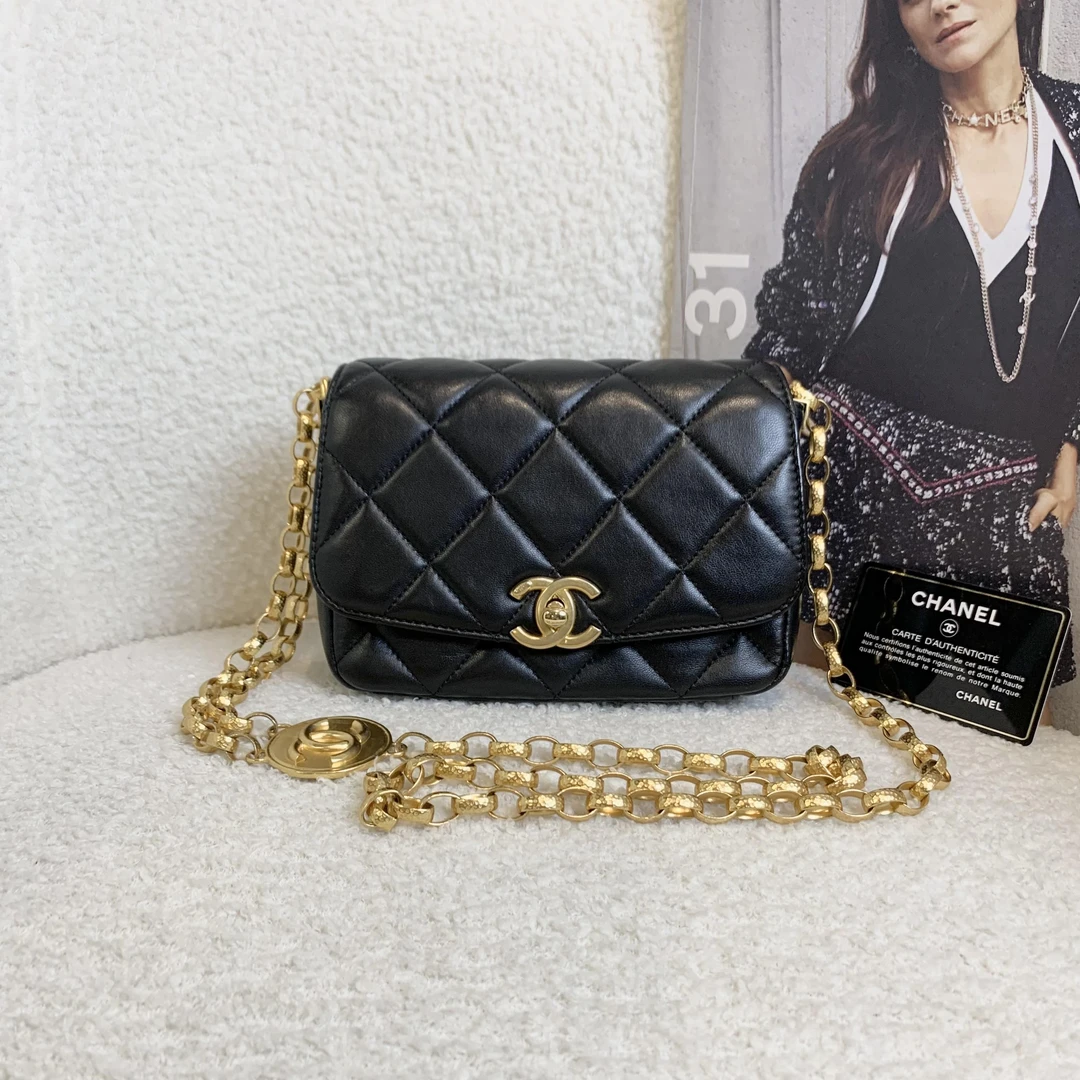 99新 Chanel/香奈儿 壹臻/黑金金币方胖子包 30开 63534772