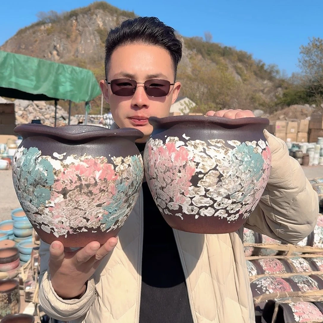 紫砂花盆口20高18（两个工艺品拍花