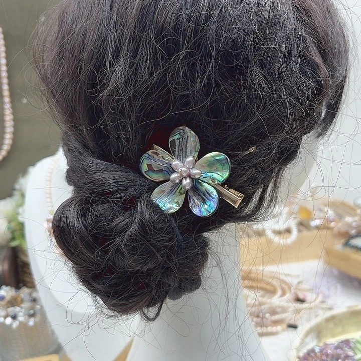 淡水珍珠发饰银S925镶嵌