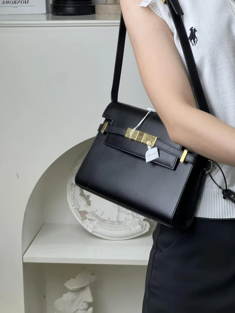99新 YSL/圣罗兰 曼哈顿小号光面黑金/优品