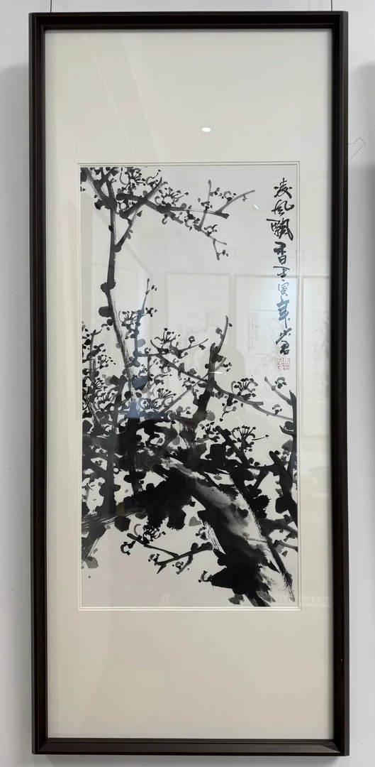 马少君老师墨梅画芯尺寸34cmx69cm外框尺寸49cmx115cm