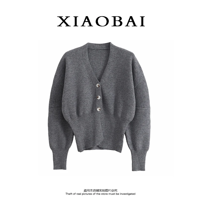 XIAOBAI 法式针织短外套秋季气质名媛百搭时尚短款外套慵懒风女装