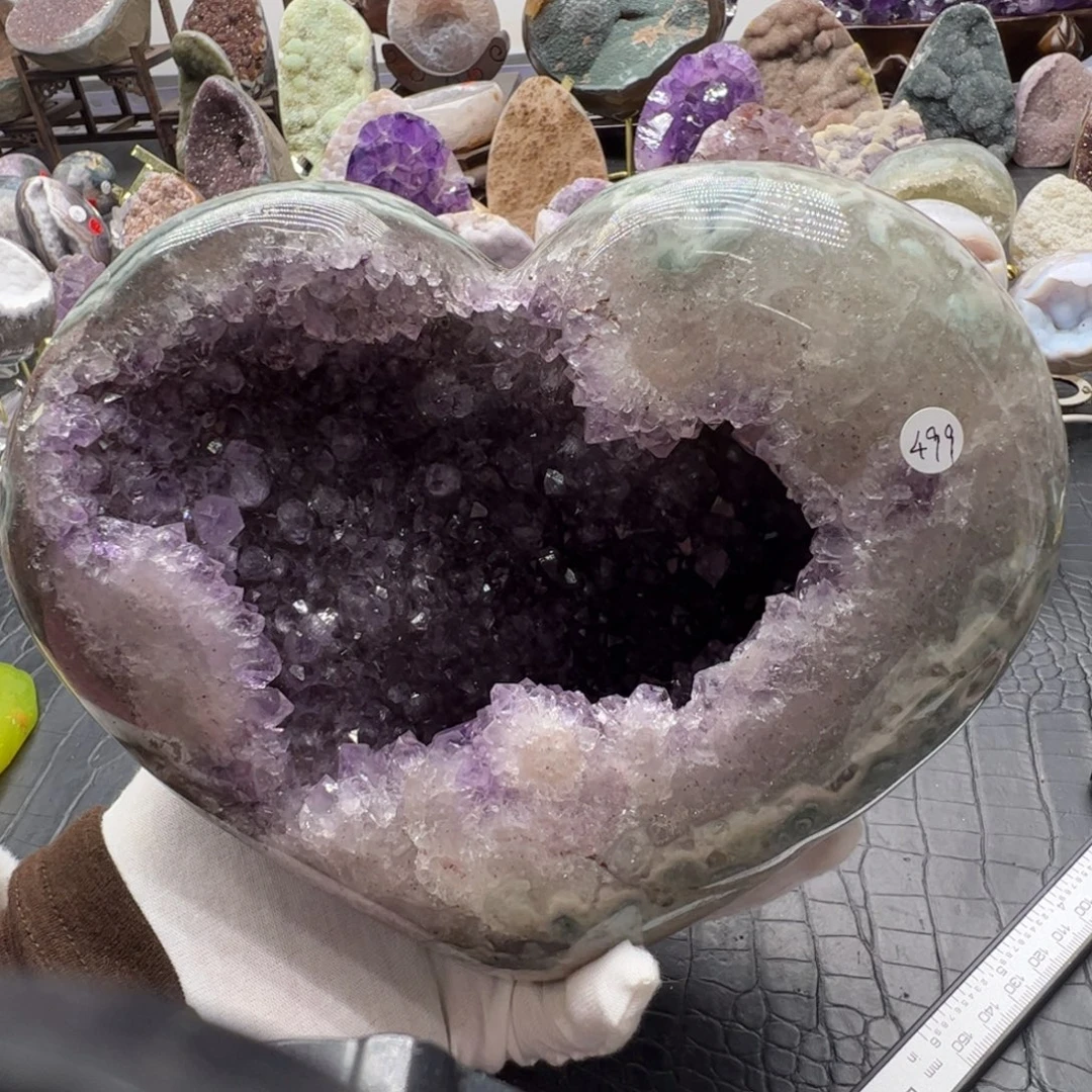 珠宝半成品未镶嵌水晶全抛紫水窝窝超大爱心