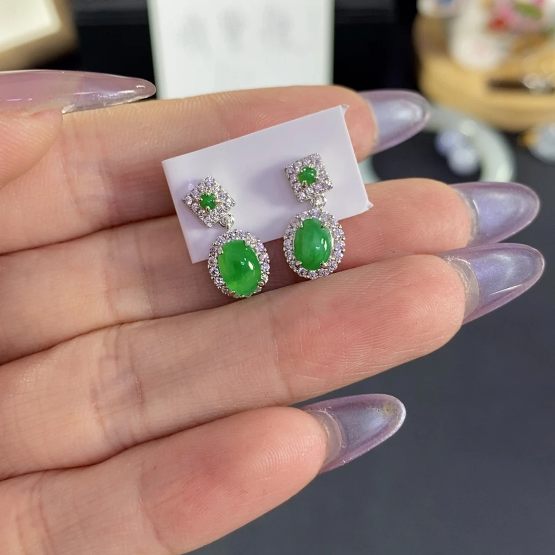 翡翠未镶嵌耳饰天然翡翠