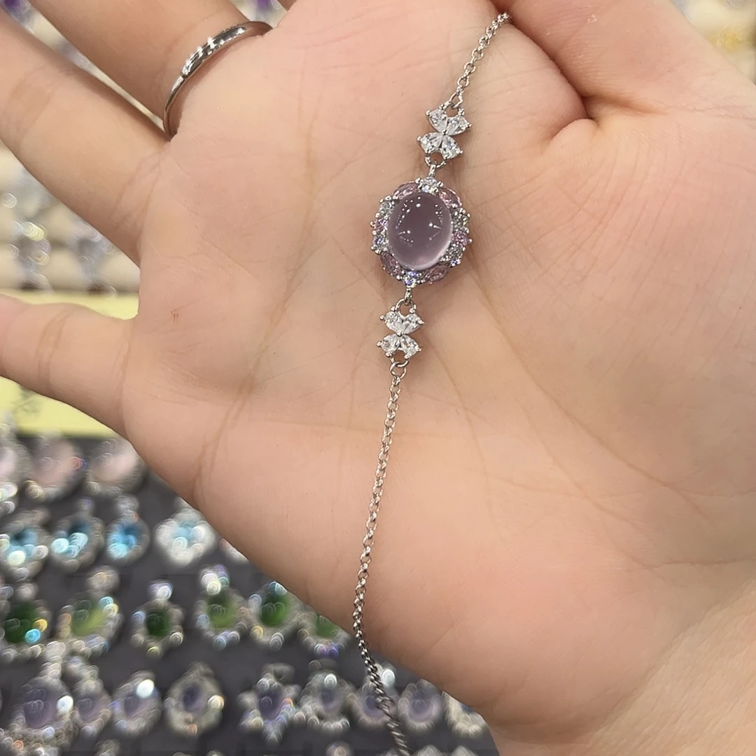 饿****银S925镶嵌手链萤石