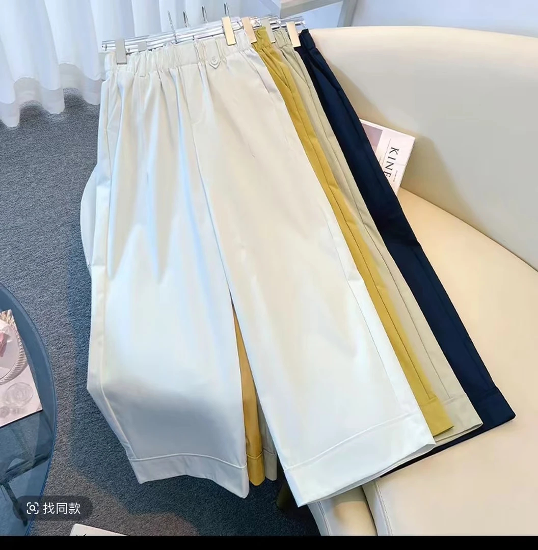 D618夏季薄款休闲宽松直筒花苞裤垂感休闲裤百搭