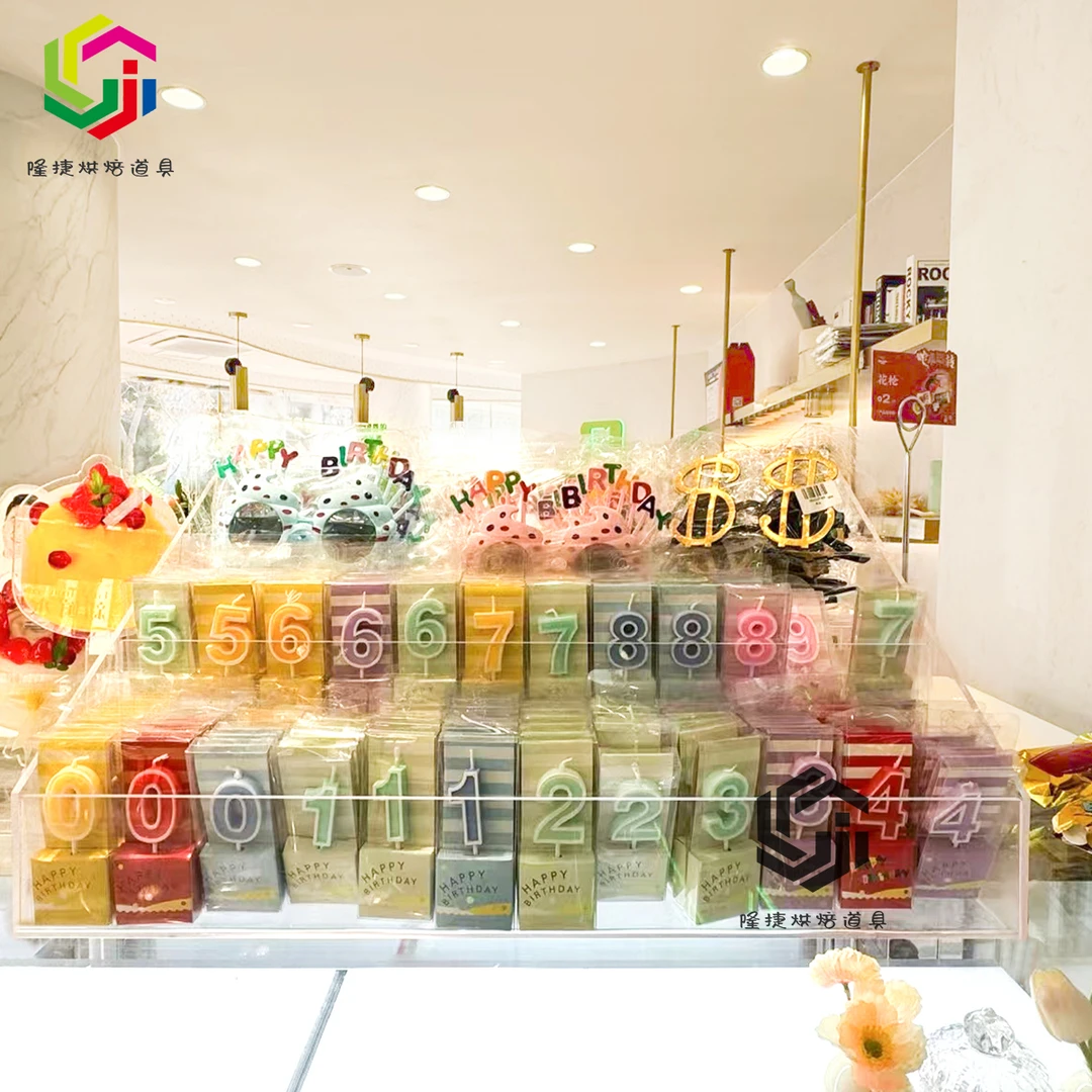 亚克力展示架饮料果汁商品阶梯形陈列架蛋糕周边手办盲盒收纳架