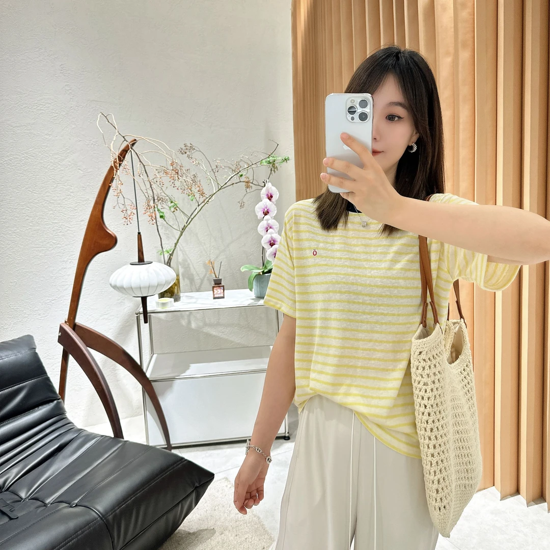【褚培培自制】“条纹的清新感”-薄薄薄-夏季时尚显瘦条纹圆领简约t