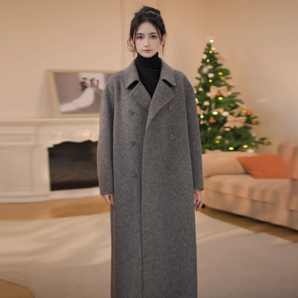 韩版宽松慵懒显瘦遮肉气质绵羊毛冬季百搭时尚中长款大衣女秋冬z
