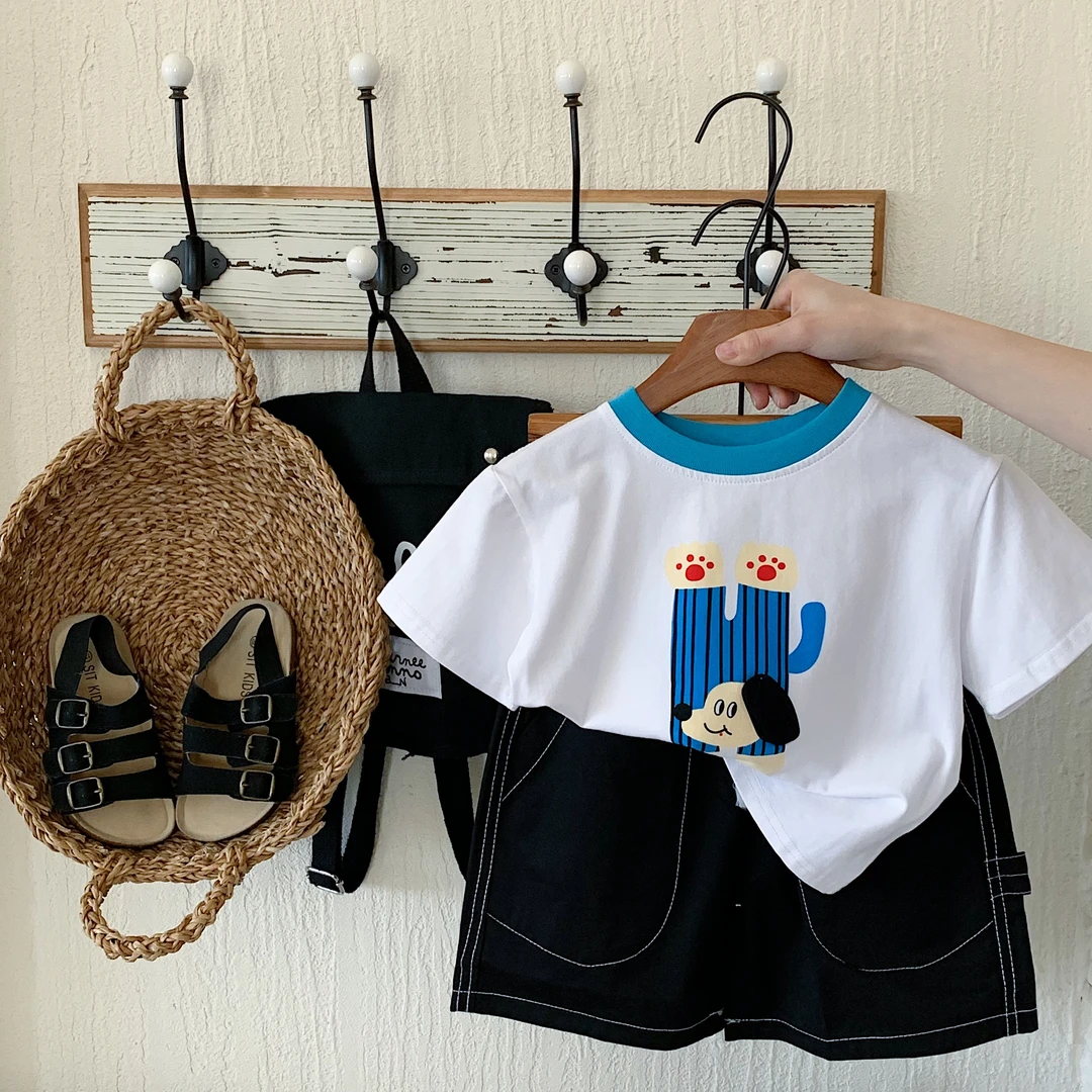 【郝叔专属】男童卡通小狗短袖休闲夏季新款中小童韩版潮ZYx017