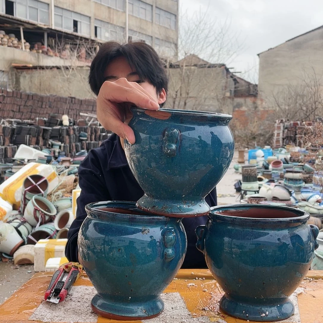 无铅玻璃宜兴紫砂花盆