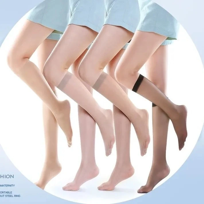 批发20双中筒丝袜女防勾丝夏季超薄款半截黑肉色半筒小腿短袜子女