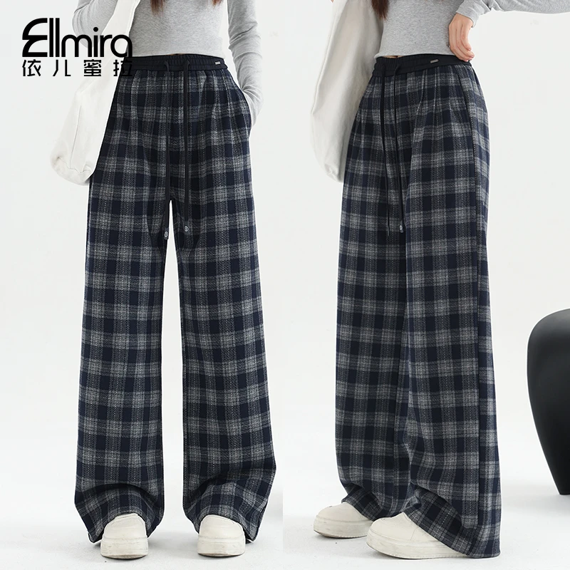 【二店】9481女童格子裤儿童阔腿裤直筒秋季长裤休闲裤子宽松洋气