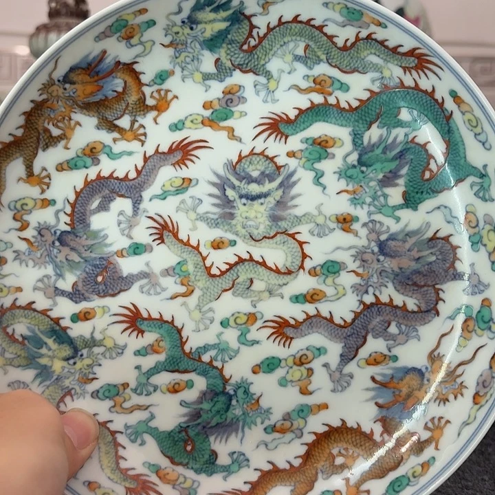 摆件摆件精品赏盘斗彩好看