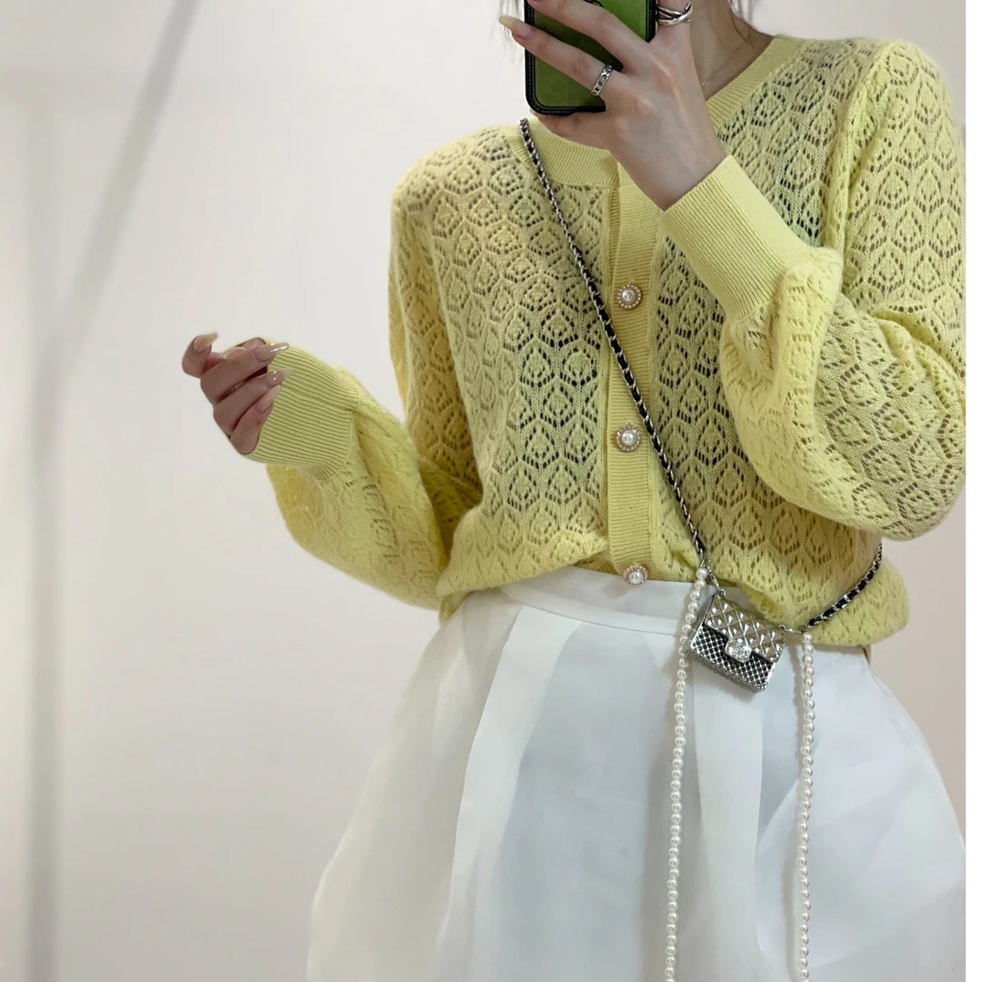 下架 6117春夏针织镂空开衫女