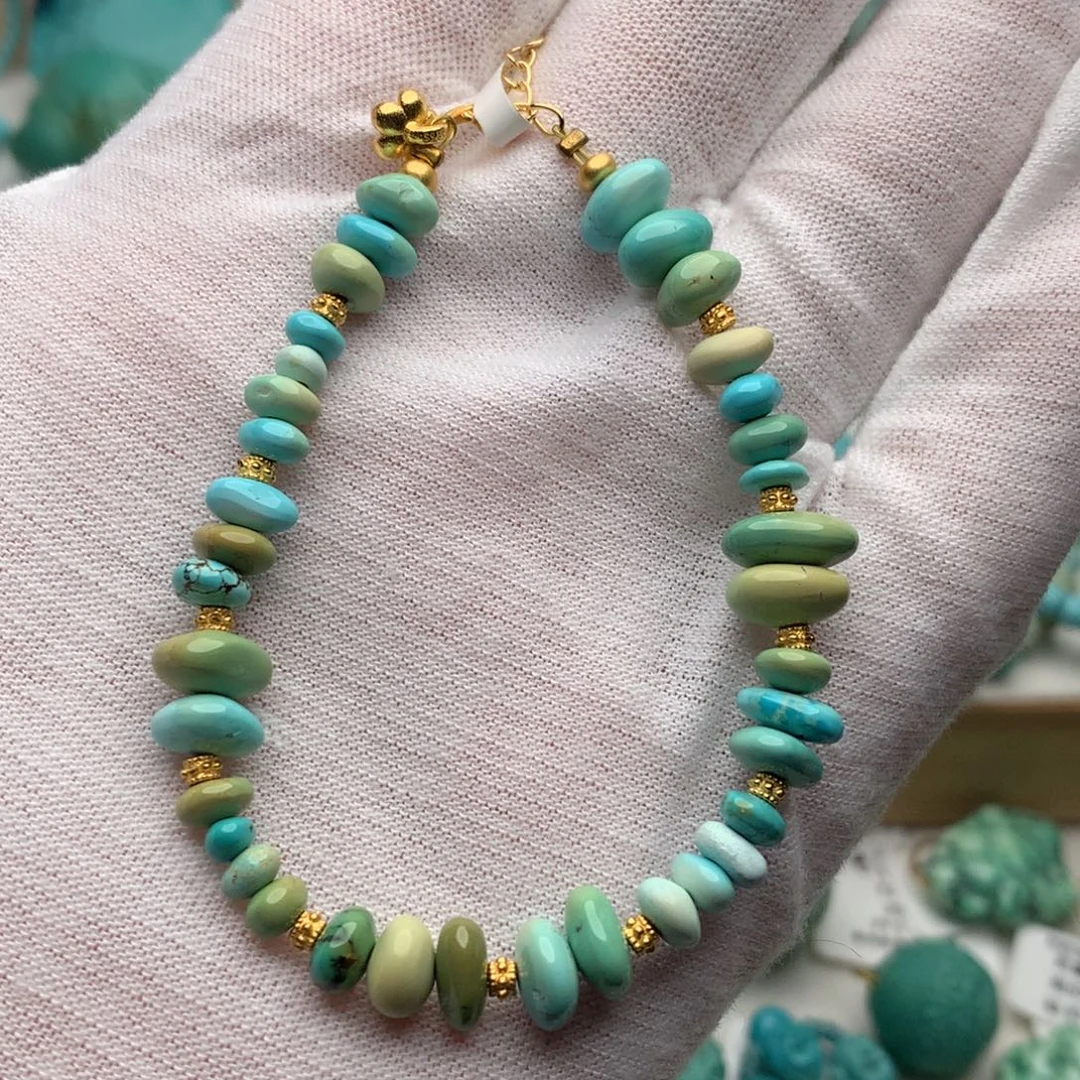 绿松石银S925镶嵌珠宝奇石7mm